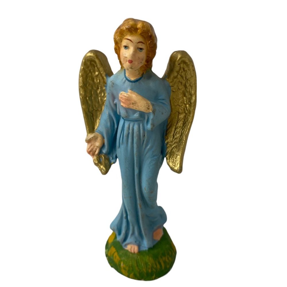 Vintage nativity figure standing angel paper mache hand painted Christmas‎ Italy